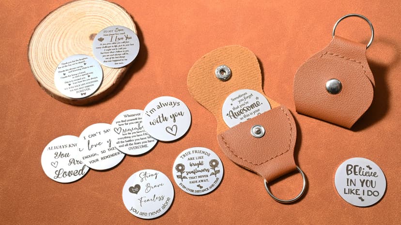 OUMILAN Pocket Hug Token Gifts for Men Boyfriend Girlfriend Inspirational Gift for Son Daughter Brother with Leather Keychain