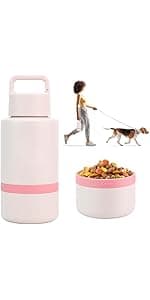 Insulated Dog Travel Water Bottle With Detachable Bowls, Ideal Dog Mom Gifts for Women, Portable Water Bottle Dispenser, For Walking, Hiking, Camping, Outdoor (Pink:Best Dog Mom, 32 Oz)