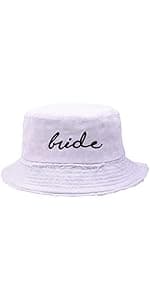 Bride Bucket Hat for Bachelorette Party Embroidered Sun Hat Bridal Shower Bride to be Gift White