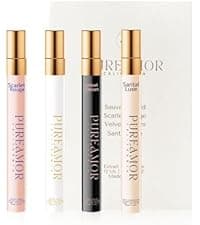 Pheromones Perfumes for Women, 4-pack Giftbox Perfume Set, Amber Vanilla, Saffron Amber, Woody Citrus, Spicy Sandalwood, 1.64fl. Enhanced Scents Pheromone Cologne for Men&Women,Travel Size Perfumes