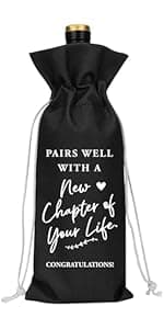 YUANHAO Moving Away Gifts for Friends, Farewell Gifts for Coworkers, Going Away Gift for Women Men, Goodbye Gift for Coworkers, Funny New Chapter Wine Bag