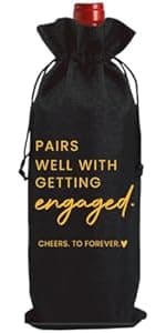 FBCCZEY Engaged Gifts, Engagement Gifts for Couples Her, Engagement Party Decorations Gifts for Engaged Couple Wine Bag, Pairs Well with Getting Engaged Wine Bottle Bag