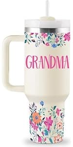 Grandma Gifts Birthday Gifts for Grandma Great Grandmother Gift Ideas Best Grandmother Gift from Granddaughter Grandson for Mothers Day Christmas 40oz Travel Cup Insulated Tumbler with Lid & Straw