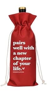 1 Pcs Funny New Chapter Wine Bag New Beginnings Gifts for Women Men Farewell Gifts for Friends Going Away Gifts for Coworkers Women Men Moving Away Gifts for Friends New Teacher Gifts