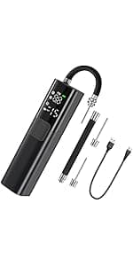 Pumteck Electric Ball Pump, Smart Air Pump Portable Fast Ball Inflation with Precise Pressure Gauge and Digital LCD Display for Football Basketball Volleyball Football (2 Pin and 1 Spout)