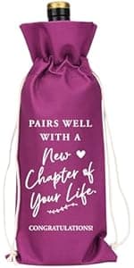 YUANHAO Moving Away Gifts for Friends, Farewell Gifts for Coworkers, Going Away Gift for Women Men, Goodbye Gift for Coworkers, Funny New Chapter Wine Bag