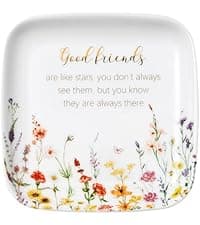 Crisky Jewelry Ring Dish for Women Christian Gifts Trinket Tray Inspirational Friendship Gifts for Friend Birthday Jewelry Tray for Her Sisters Besties Verse: Sweet Friendship –Proverbs 27:9