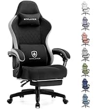 GTPLAYER Gaming Chair, Computer Office Chair with Pocket Spring Cushion, Linkage Armrests and Footrest, High Back Ergonomic Computer Chair with Lumbar Support Task Chair with Footrest(Black)