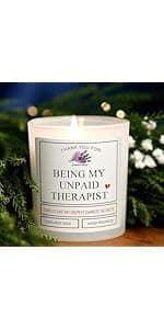 Thank You for Being My Unpaid Therapist - Friendship Gifts for Women Scented Candles Birthday Gifts for Friends Work Besties Mom Female Roommate Ideas Gifts