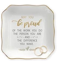 OASSIE Graduation Gifts for Women - 4"x4" Round-Shaped Ceramic Jewelry Dish Tray - Thank You Inspiration College High School Graduation Gifts for Her Friends Sister Women, Decorative Trinket Dish