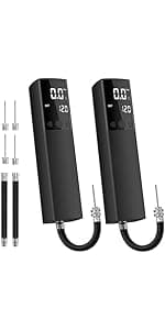 Pumteck Electric Ball Pump, Smart Air Pump Portable Fast Ball Inflation with Precise Pressure Gauge and Digital LCD Display for Football Basketball Volleyball Football (2 Pin and 1 Spout)