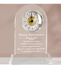 L.Karde Retirement Gift for Women Men Coworker Desk Clock K9 Crystal Keepsakes Retired for Friend Boss for Dad