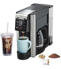 Hamilton Beach FlexBrew Trio 2-Way Coffee Maker, Compatible with K-Cup Pods or Grounds, Combo, Single Serve & Full 12c Pot, Black - Fast Brewing (49902)