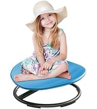 21" L × 19" W Large Size Spinning Chair for Autistic Kids, Toddler Sensory Spinning Chair, Sensory Toys Gifts for Kids with Autism & ADHD, Sit and Spin Training Body Coordination, Azure Rounded Shape