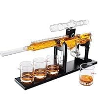 Gifts for Men Dad, 10.1 Oz Whiskey Gun Decanter Set + 2 Bullet Glasses - Unique Birthday Pistol Gift Ideas Daughter Son, Personalized Liquor Dispenser - Scotch Bourbon Vodka, Him, Brother Husband