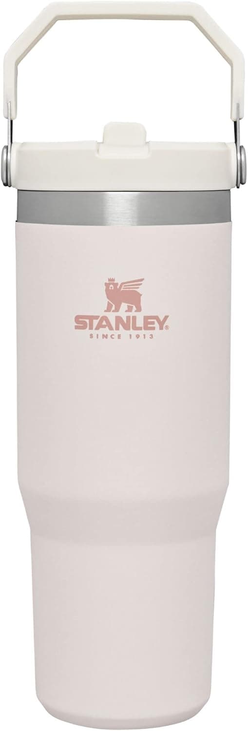Stanley IceFlow Stainless Steel Tumbler with Straw - Vacuum Insulated Water Bottle for Home, Office or Car Reusable Cup with Straw Leak Resistant Flip Cold for 12 Hrs or Iced for 2 Days (Rose Quartz)