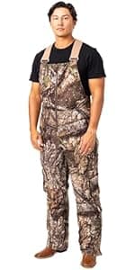 Realtree Men's Camo Hunting Insulated Water Resistant Breathable Midweight Super Warm Bibs Coveralls