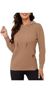 Zaitun Mens Hooded Sweatshirt Long Sleeve Solid Knitted Hoodie Pullover Sweater