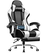 GTPLAYER Gaming Chair, Computer Office Chair with Pocket Spring Cushion, Linkage Armrests and Footrest, High Back Ergonomic Computer Chair with Lumbar Support Task Chair with Footrest(Black)