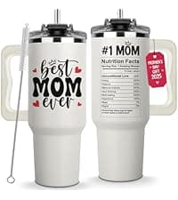 Vivulla68 Best Mom Ever Tumbler With Handle 40oz, Mommy Coffee Mug, Mama Tumblers, Momma Gift Ideas, Funny Birthday Present For Her, Cute Mother Day Gift Tumbler, Mom Cup