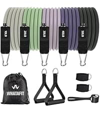 WHATAFIT Resistance Bands, Exercise Bands，Resistance Bands for Working Out, Work Out Bands with Handles for Men and Women Fitness, Strength Training Home Gym Equipment