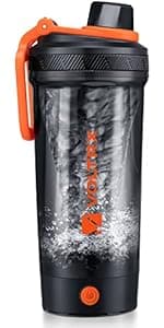 VOLTRX Electric Protein Shaker Bottle - USB Rechargeable Mixer Cup for Shakes and Meal Replacements, BPA-Free Tritan, 24oz