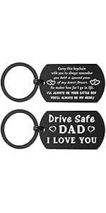 ENGZHI Drive Safe Dad Keychain - I Love You Gifts from Daughter Son, Daddy Birthday Gift Ideas Fathers Day Chirstmas for Men