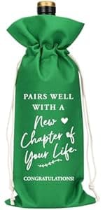 YUANHAO Moving Away Gifts for Friends, Farewell Gifts for Coworkers, Going Away Gift for Women Men, Goodbye Gift for Coworkers, Funny New Chapter Wine Bag