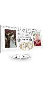 Then & Now Anniversary Picture Frame - 1-99 Years Anniversary Wedding Gift for Couple, Engagement Bridal Shower Gifts for Couples Wood Photo Frame Holds 2 4x6 Inches Photos