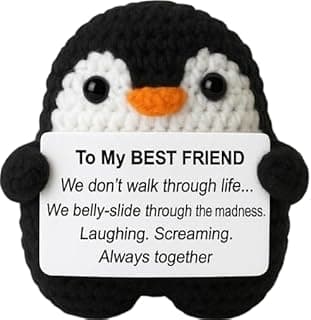 Funny Gifts For Bestie Birthday, Best Fun Friend Gifts For Women, Cool Handmade Crochet Mini Positive Penguin