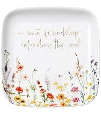 Crisky Jewelry Ring Dish for Women Christian Gifts Trinket Tray Inspirational Friendship Gifts for Friend Birthday Jewelry Tray for Her Sisters Besties Verse: Sweet Friendship –Proverbs 27:9