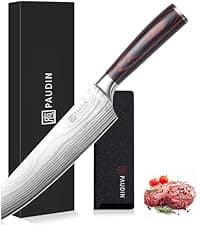PAUDIN Nakiri Knife - 7" Razor Sharp Meat Cleaver and Vegetable Kitchen Knife, High Carbon Stainless Steel, Multipurpose Asian Chef Knife for Home and Kitchen with Ergonomic Handle