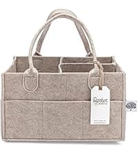 Parker Baby Diaper Caddy - Nursery Storage Bin and Car Organizer for Diapers and Baby Wipes - Oatmeal, Regular