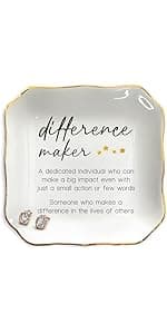 OASSIE Thank You Gifts for Women - 4"x4" Ceramic Jewelry Dish Tray - Birthday Appreciation Inspirational Gifts for Women Coworker Teacher Friends Employee