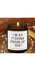 Funny Graduation Gift for Her/Him, So Proud of You Graduation Candle for Party Decorations, Gardenia Scented Candle High School College Grad Gift