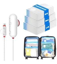 VMstr 12 Pack Travel Vacuum Storage Bags with USB Electric Pump, Compression Bags for Travel, Space Saver for Clothes and Clothing