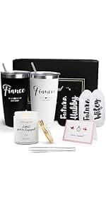 Engagement Gifts for Couples, Boyfriend and Girlfriend Wine Glass Engaged Gift Set with Wine Bag, Fiance Fiancee Gift for Him and Her Bride and Groom, Wedding Bridal Shower Gifts for Newlywed