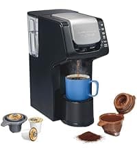 Hamilton Beach FlexBrew Trio 2-Way Coffee Maker, Compatible with K-Cup Pods or Grounds, Combo, Single Serve & Full 12c Pot, Black - Fast Brewing (49902)