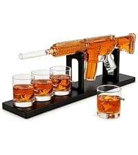 Gifts for Men Dad, 10.1 Oz Whiskey Gun Decanter Set + 2 Bullet Glasses - Unique Birthday Pistol Gift Ideas Daughter Son, Personalized Liquor Dispenser - Scotch Bourbon Vodka, Him, Brother Husband