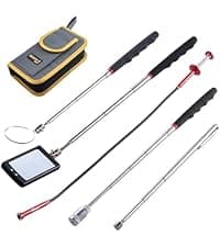 Telescoping Magnetic Pickup Tool Set, Inspection Mirror Telescoping, LED Flashlight, Cool Gadgets for Men, Gifts for Dad, Husband, Kids, Boyfriend, Magnet Stick