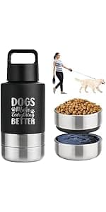 Insulated Dog Travel Water Bottle With Detachable Bowls, Ideal Dog Mom Gifts for Women, Portable Water Bottle Dispenser, For Walking, Hiking, Camping, Outdoor (Pink:Best Dog Mom, 32 Oz)