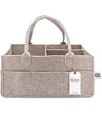 Parker Baby Diaper Caddy - Nursery Storage Bin and Car Organizer for Diapers and Baby Wipes - Oatmeal, Regular