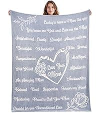 Joiedomi Birthday Gifts for Mom Soft Flannel Mom Blanket for Women Wife Grandma Mothers Day Anniversary Present from Daughter Son 50" x 60" Ivory White