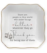OASSIE Graduation Gifts for Women - 4"x4" Round-Shaped Ceramic Jewelry Dish Tray - Thank You Inspiration College High School Graduation Gifts for Her Friends Sister Women, Decorative Trinket Dish