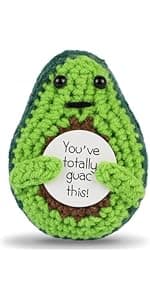 Hoedia Handmade Emotional Pickle Gift, Cucumber Crochet Doll Inspirational Gifts with Cards, Cute Knitted Funny Support Potato Friend Birthday Mothers Day Easter Basket Stuffers (Emotional Pickle)