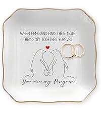 OASSIE Wedding Gifts for Couple 2025 - Mr & Mrs 4"x4" Ceramic Jewelry Dish Tray - Bridal Shower Gifts for Women, Marriage Gift Ideas, Anniversary Engagement Gifts for Couples, Jewelry Holder Dish