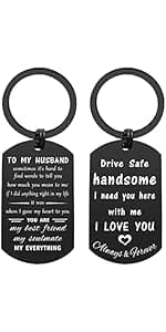 ENGZHI Love My Husband Keychain - Husband Birthday Gift Ideas - Mens Christmas Anniversary Keychain Gifts for Him, Valentines