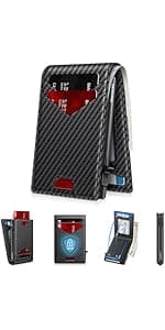 SEMORID Slim Aluminum Card Holder Wallet for Men, Durable Expandable Backplate, RFID Blocking Minimalist Metal Pop Up Wallet, Holds 12+ Cards Plus Cash (Black)