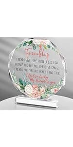 Spiareal Gift for Friend Friendship Women Friend Friendship Birthday Cheer up Gift Acrylic Heart Butterfly Keepsake Paperweight for Home Office Table Shelf(Classic)