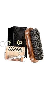 Beard Growth Kit, Grooming Set w/Growth Oil, Conditioner, Balm, Shampoo Wash, 0.25MM Roller, Brush, Comb, Scissor, Bag, Christmas Birthday Valentines Day Gifts for Him Men